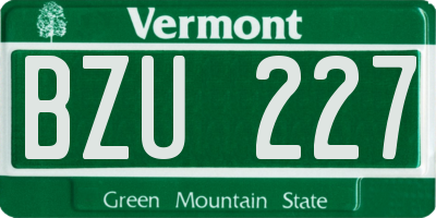 VT license plate BZU227