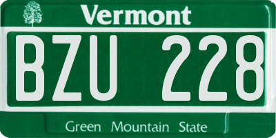 VT license plate BZU228