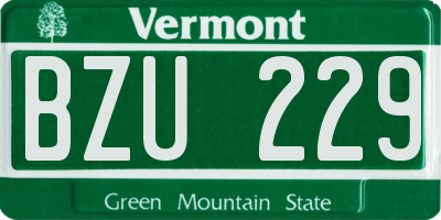 VT license plate BZU229