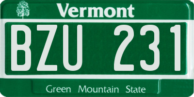 VT license plate BZU231