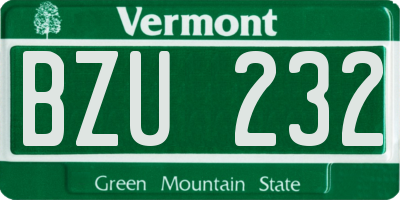 VT license plate BZU232