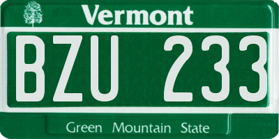 VT license plate BZU233