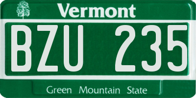 VT license plate BZU235