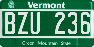 VT license plate BZU236