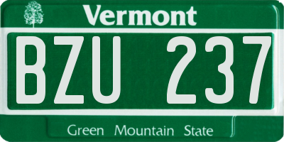 VT license plate BZU237
