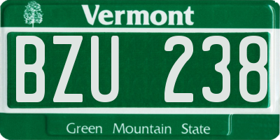 VT license plate BZU238