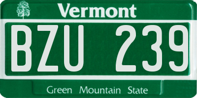 VT license plate BZU239