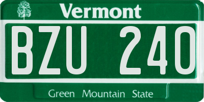 VT license plate BZU240