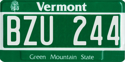 VT license plate BZU244