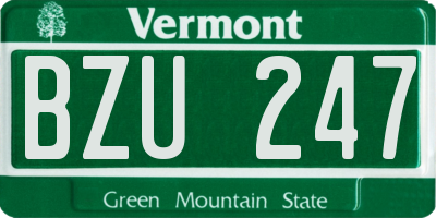 VT license plate BZU247