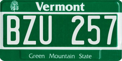 VT license plate BZU257