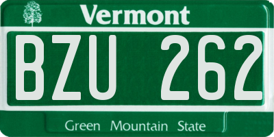 VT license plate BZU262