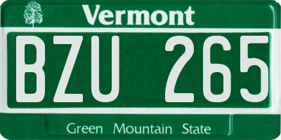 VT license plate BZU265