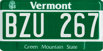 VT license plate BZU267