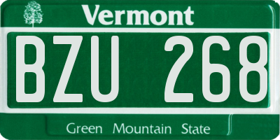 VT license plate BZU268