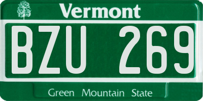VT license plate BZU269