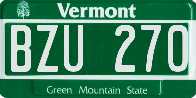 VT license plate BZU270