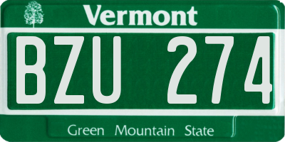 VT license plate BZU274