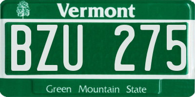 VT license plate BZU275