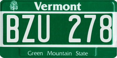 VT license plate BZU278
