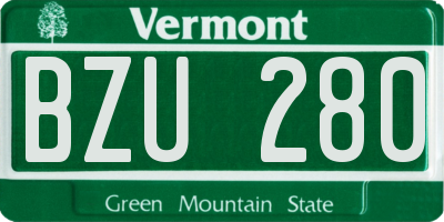 VT license plate BZU280