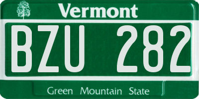 VT license plate BZU282
