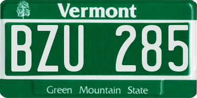 VT license plate BZU285