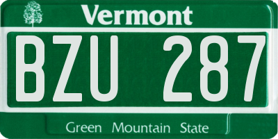VT license plate BZU287