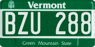 VT license plate BZU288