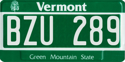 VT license plate BZU289