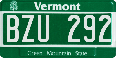 VT license plate BZU292
