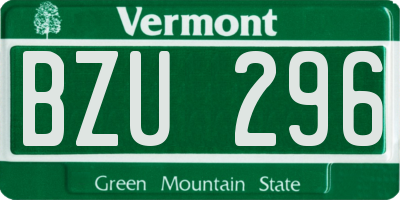 VT license plate BZU296