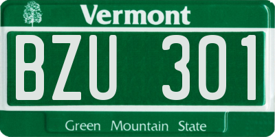VT license plate BZU301