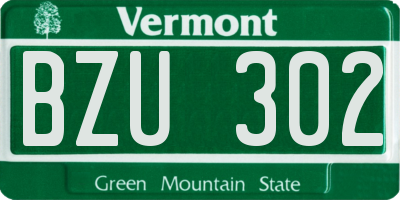 VT license plate BZU302
