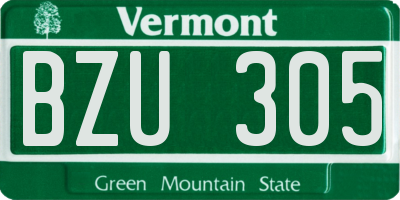VT license plate BZU305
