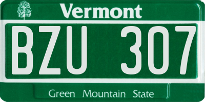 VT license plate BZU307