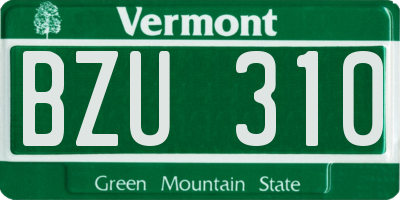 VT license plate BZU310