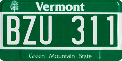 VT license plate BZU311