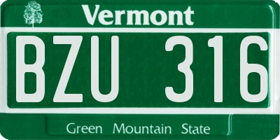 VT license plate BZU316