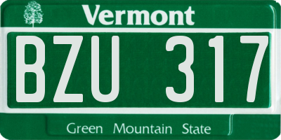 VT license plate BZU317