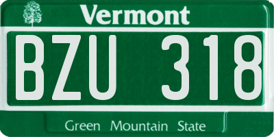 VT license plate BZU318