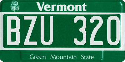 VT license plate BZU320