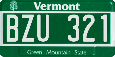VT license plate BZU321