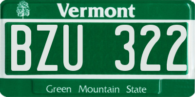 VT license plate BZU322