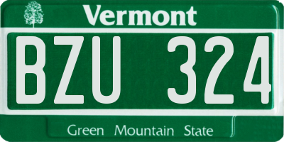 VT license plate BZU324