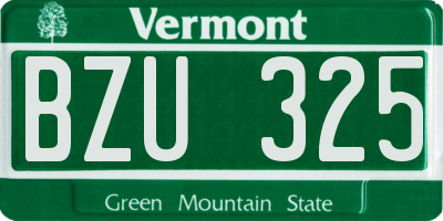 VT license plate BZU325