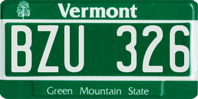 VT license plate BZU326
