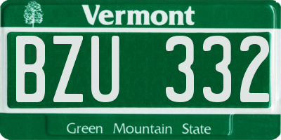 VT license plate BZU332