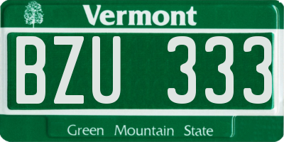 VT license plate BZU333