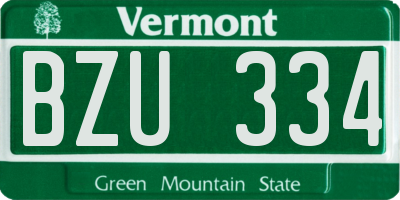 VT license plate BZU334